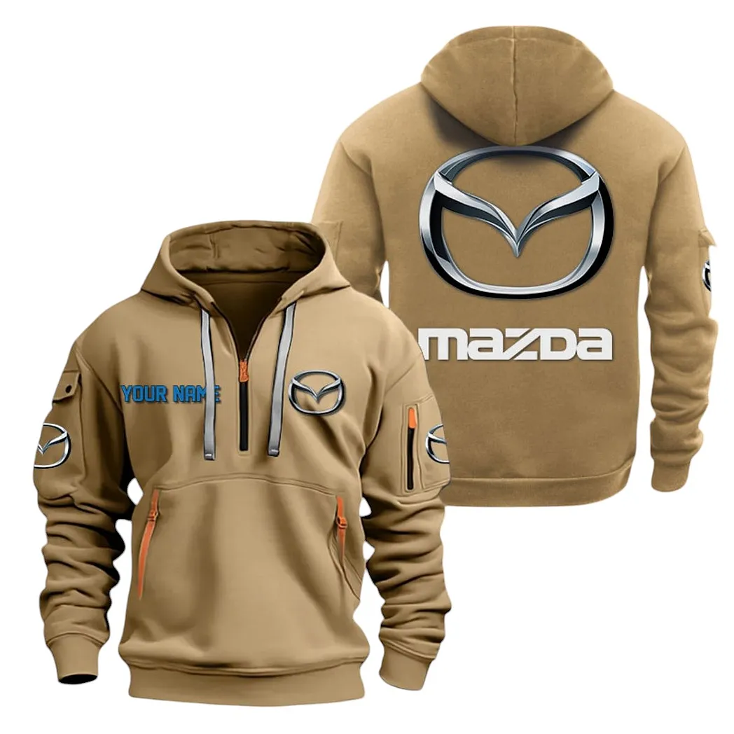 Mazda Half Zip Hoodie For Men, Gift For Mazda Lovers CAR20022125707 - Khaki