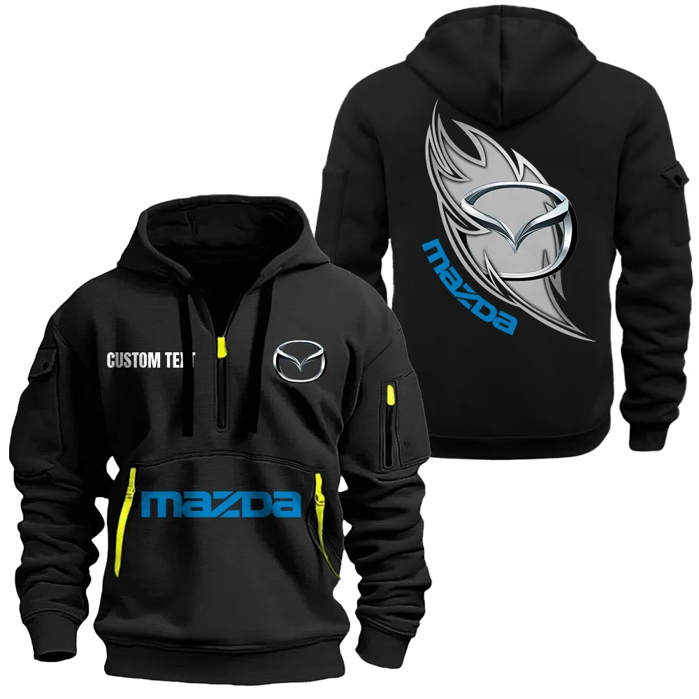 mazda hoodie half zipper car1701112128 car all over print hoodie half zipper black tiuwl