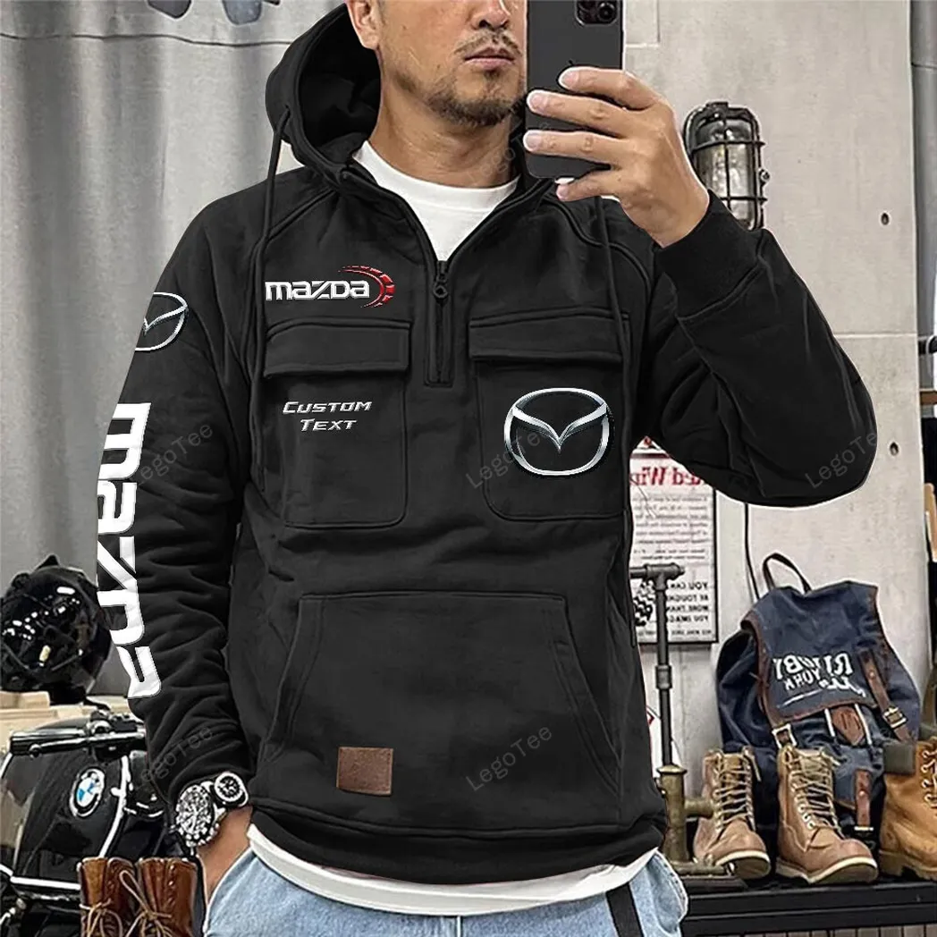mazda tactical quarter zip hoodie car106021525056 gifts for men him husband boyfriend black