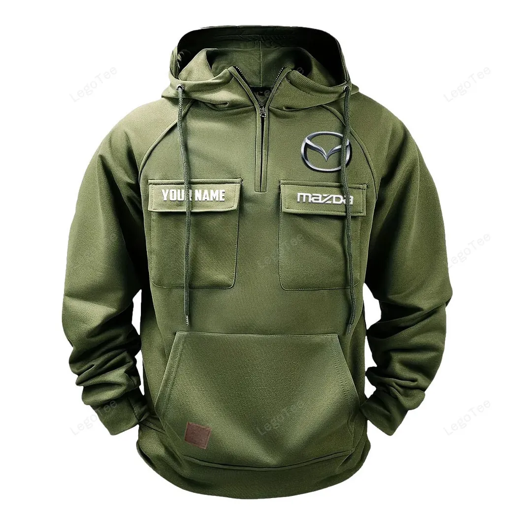 Mazda Tactical Quarter Zip Hoodie, Gift For Mazda Lovers, Gift For Him, Husband, Boyfriend - Army Green CAR109021425413-1