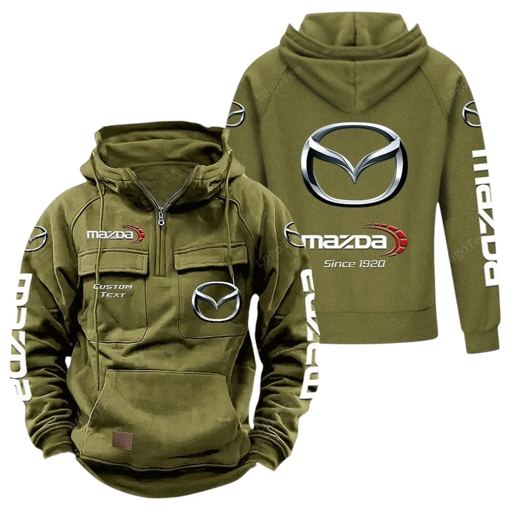 Mazda Tactical Quarter Zip Hoodie, Gift For Mazda Lovers, Gift For Him, Husband, Boyfriend - Army Green CAR96021425684-1