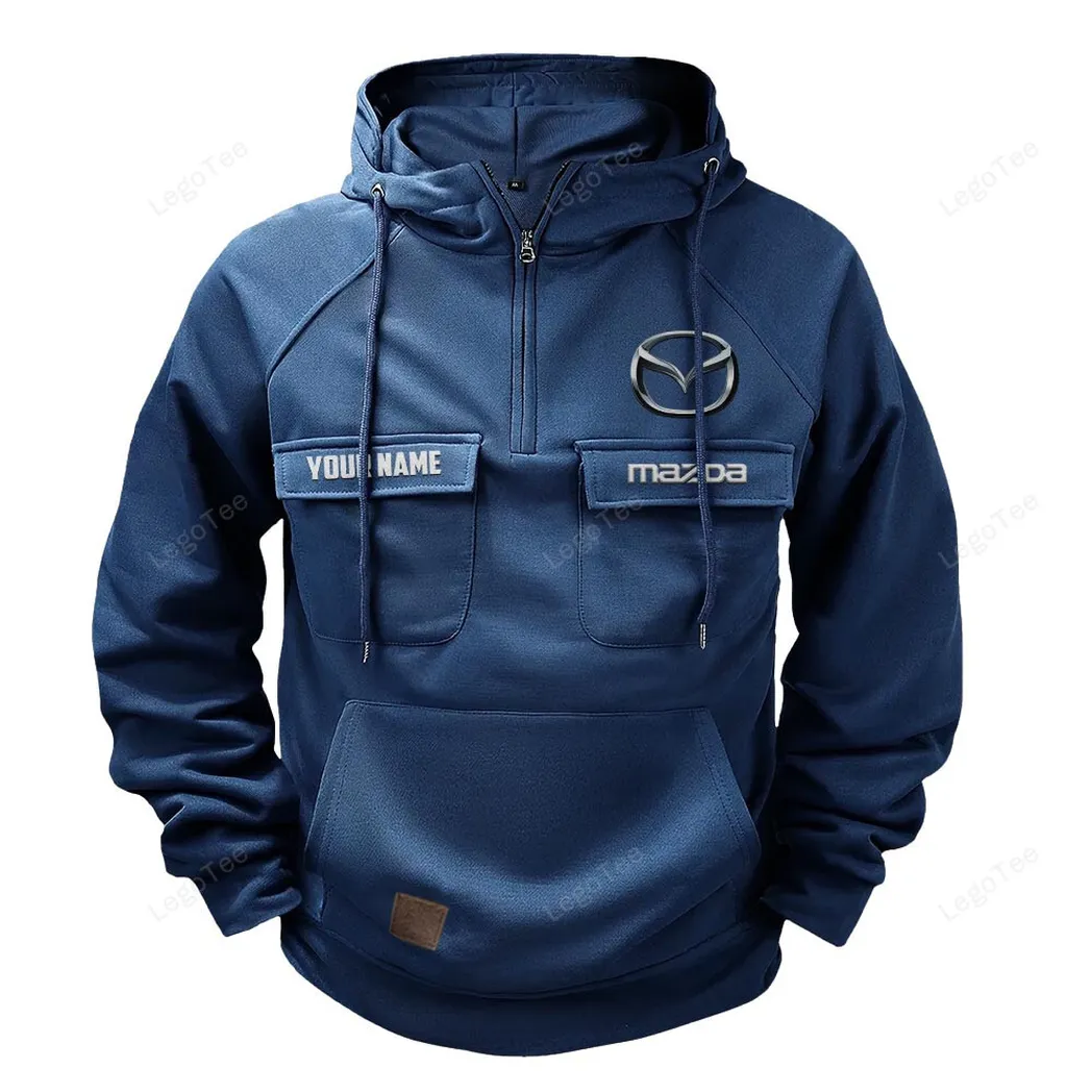 Mazda Tactical Quarter Zip Hoodie, Gift For Mazda Lovers, Gift For Him, Husband, Boyfriend - Dark Blue CAR109021425413-3