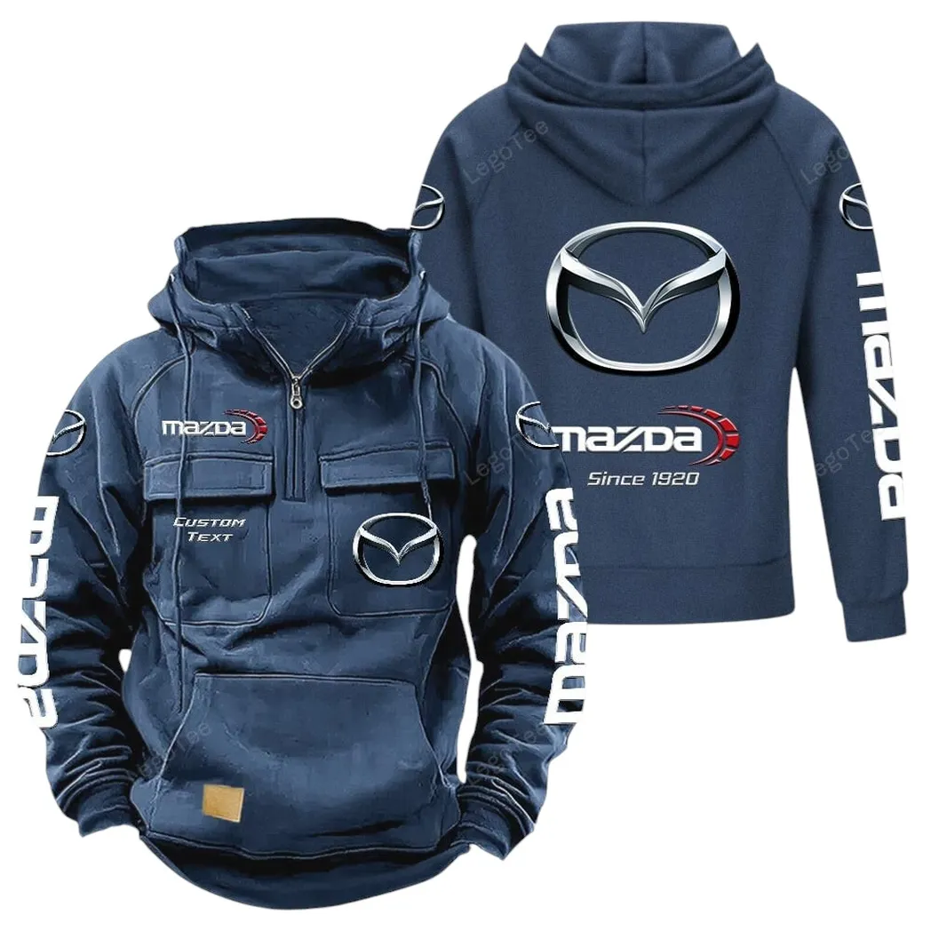 Mazda Tactical Quarter Zip Hoodie, Gift For Mazda Lovers, Gift For Him, Husband, Boyfriend - Dark Blue CAR96021425684-3