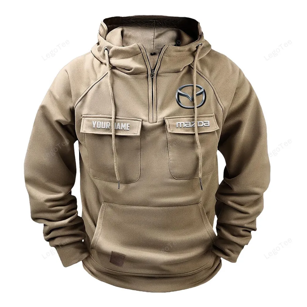 Mazda Tactical Quarter Zip Hoodie, Gift For Mazda Lovers, Gift For Him, Husband, Boyfriend - Khaki CAR109021425413-4
