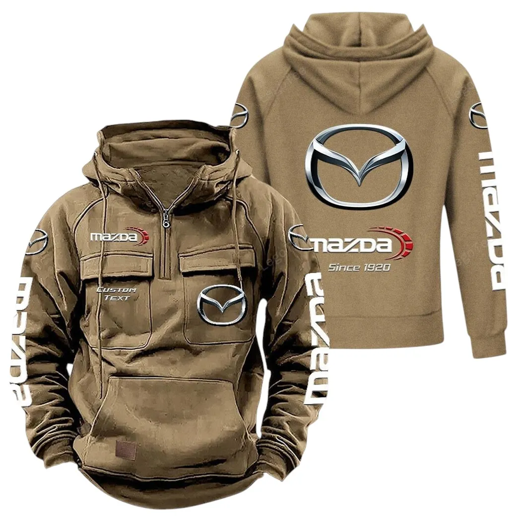 Mazda Tactical Quarter Zip Hoodie, Gift For Mazda Lovers, Gift For Him, Husband, Boyfriend - Khaki CAR96021425684-4