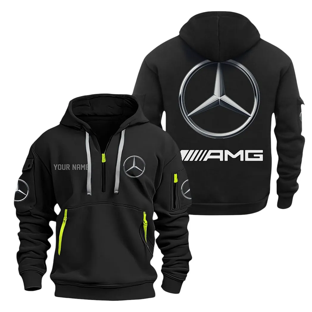 mercedes amg half zip hoodie for men gift for mercedes amg lovers car20022125680 black ychei