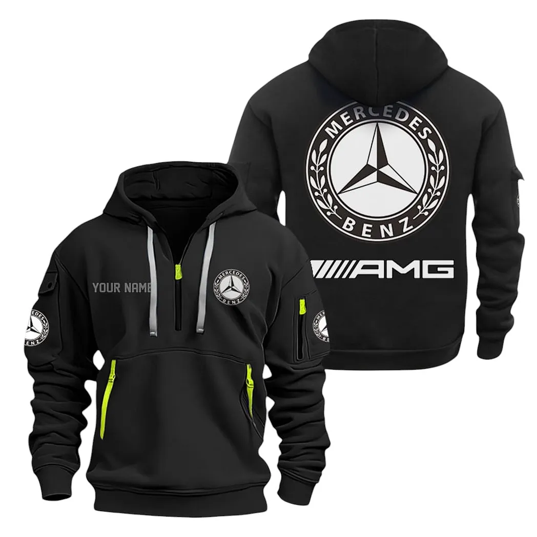 Mercedes AMG Half Zip Hoodie For Men, Gift For Mercedes AMG Lovers CAR20022125705 - Black