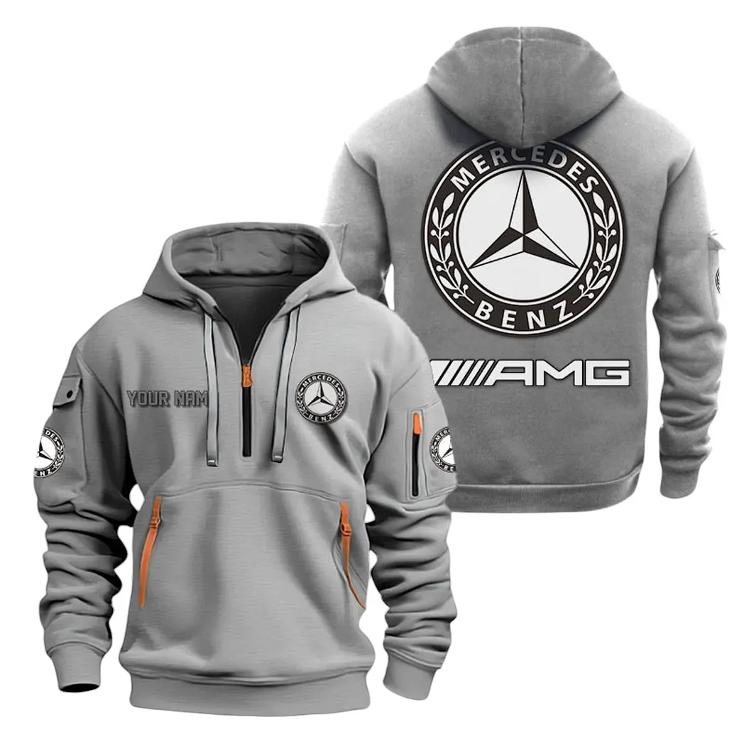 mercedes amg half zip hoodie for men gift for mercedes amg lovers car20022125705 gray lq0co
