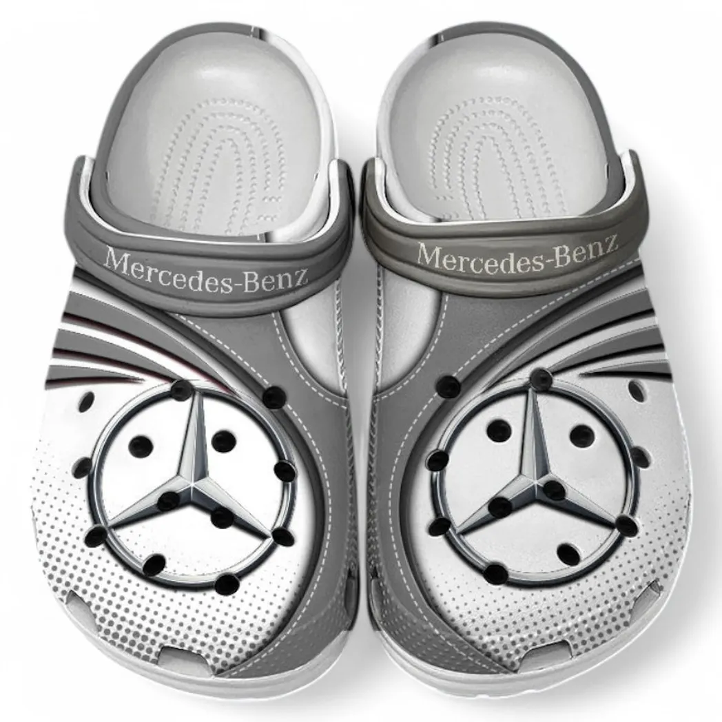 Mercedes Benz Crocs Sandals For Men Women, Gift For Mercedes Benz Fan CAR181031525692 - Gray