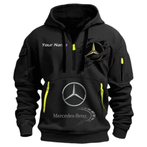 Mercedes Benz Half Zip Hoodie CAR113021425780, Best Gift for Him, Husband, Boyfriend - Black