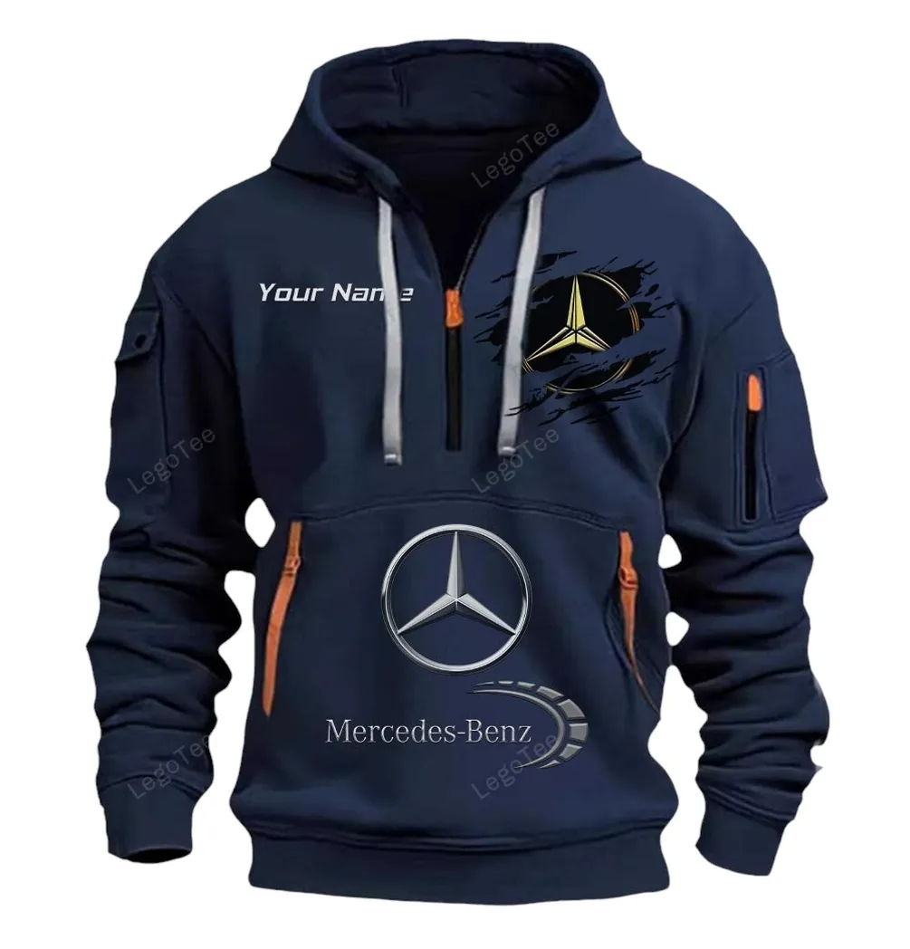 mercedes benz half zip hoodie car113021425780 best gift for him husband boyfriend navy ykpmw