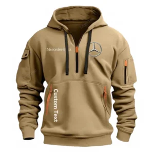 Mercedes Benz Half Zip Hoodie For Men, Gift For Him, Husband, Boyfriend - Khaki CAR112021425556-3