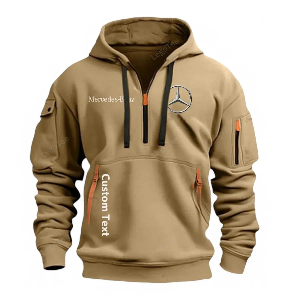mercedes benz half zip hoodie for men gift for him husband boyfriend khaki car112021425556 3 v5boq