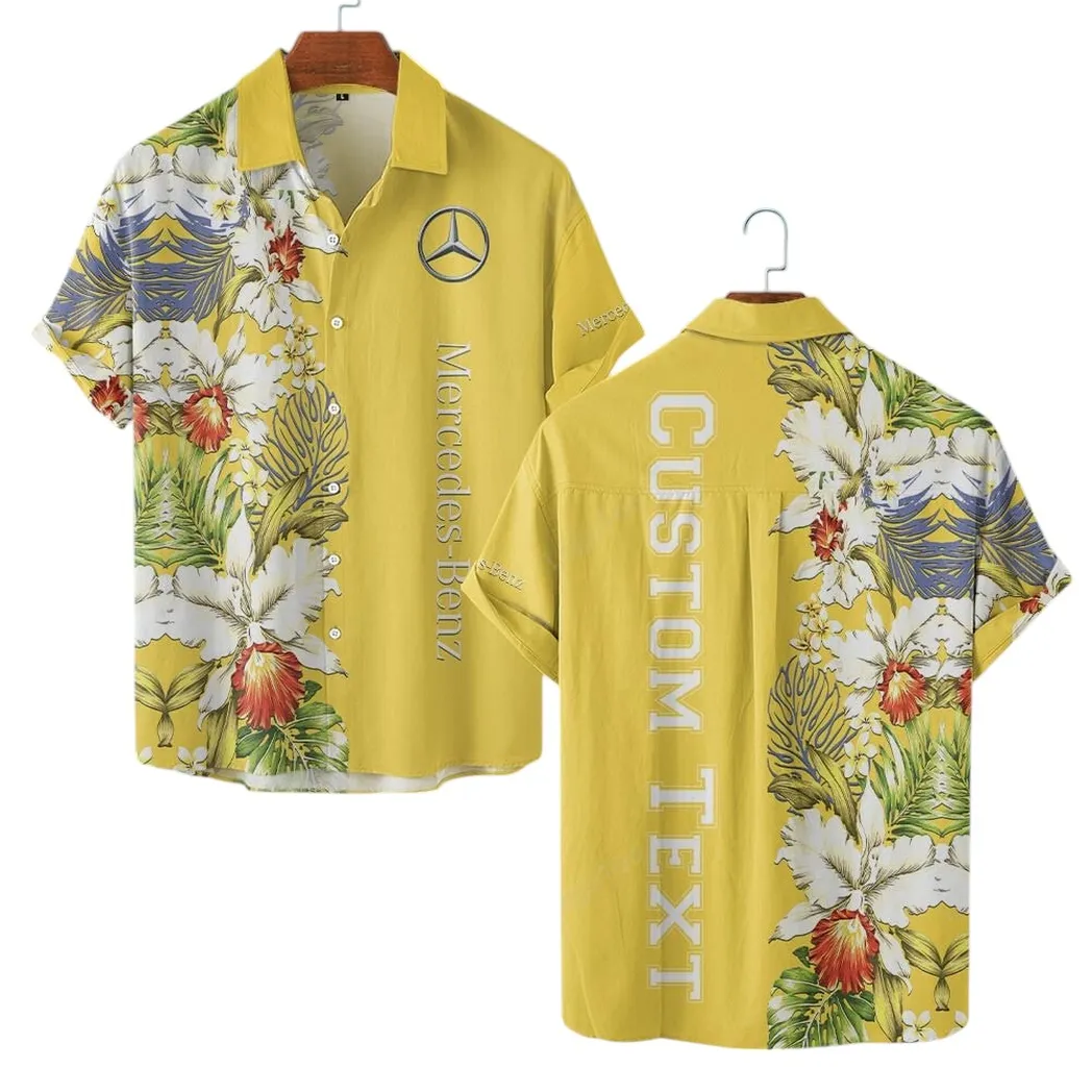 mercedes benz hawaiian shirt for men gift for mercedes benz lovers gift for him husband boyfriend car1230304001 yellow j5pkk