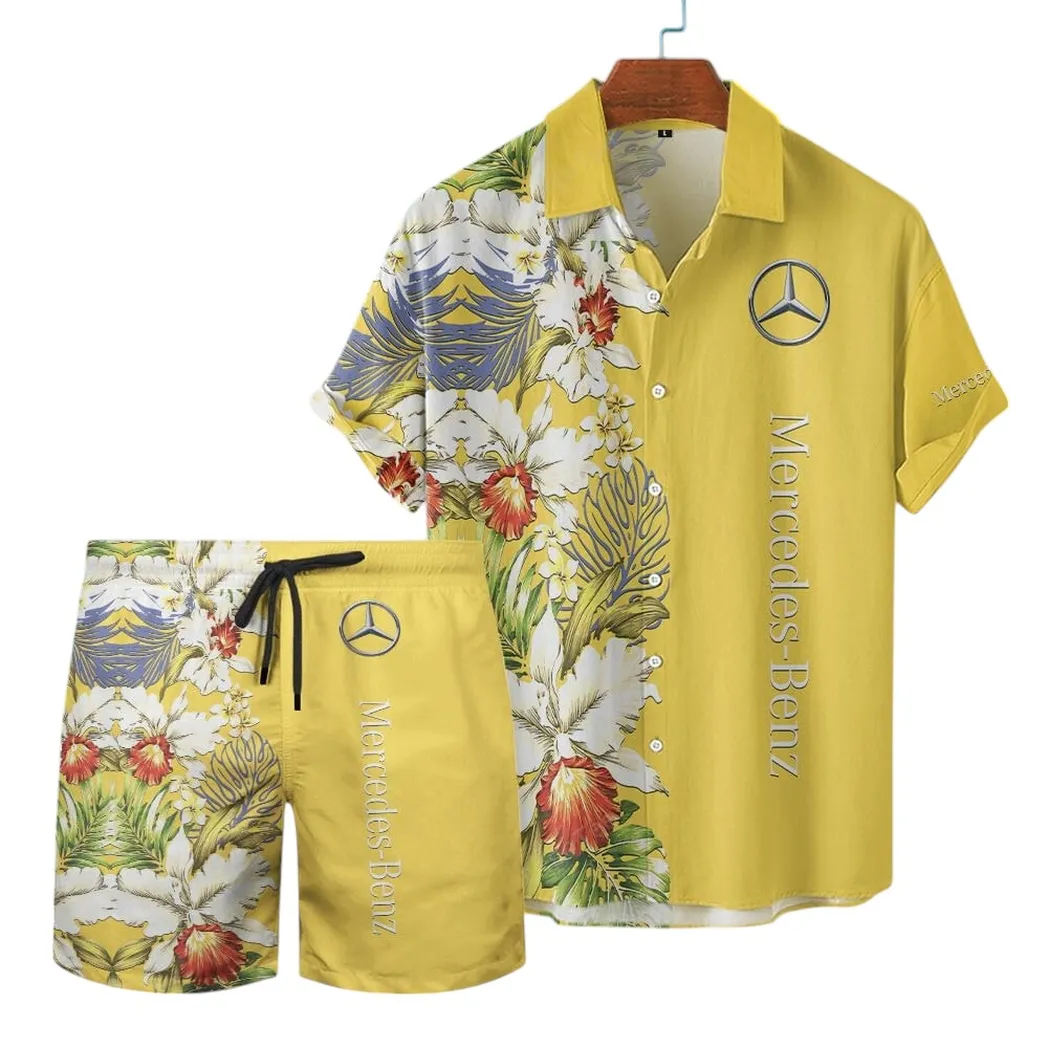 mercedes benz hawaiian shirt set gift for mercedes benz lovers gift for him husband boyfriend car12303042501 yellow frfzd