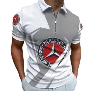 mercedes benz zipper polo shirt gift for mercedes benz lovers gift for him husband boyfriend car3202122522 5hfq2