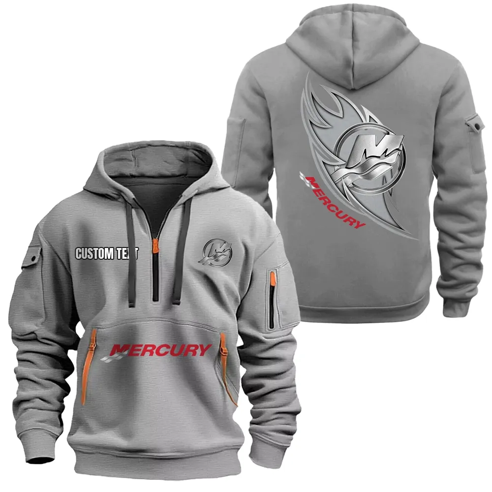 Mercury Marine Hoodie Half Zipper CAR1701112132, CAR All Over Print Hoodie Half Zipper - Gray