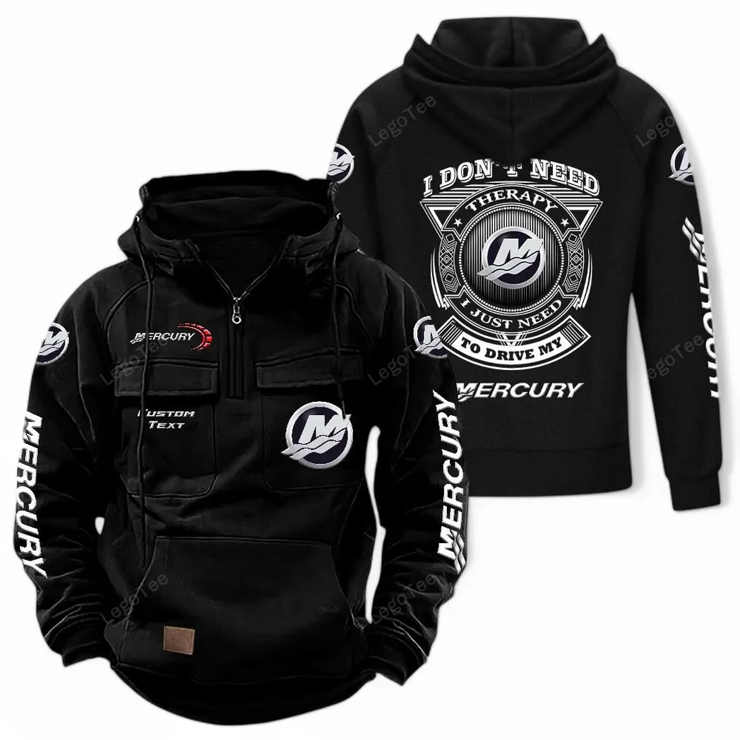 Mercury Marine Tactical Quarter Zip Hoodie CAR106021525064, Gifts For Men, Him, Husband, Boyfriend - Black