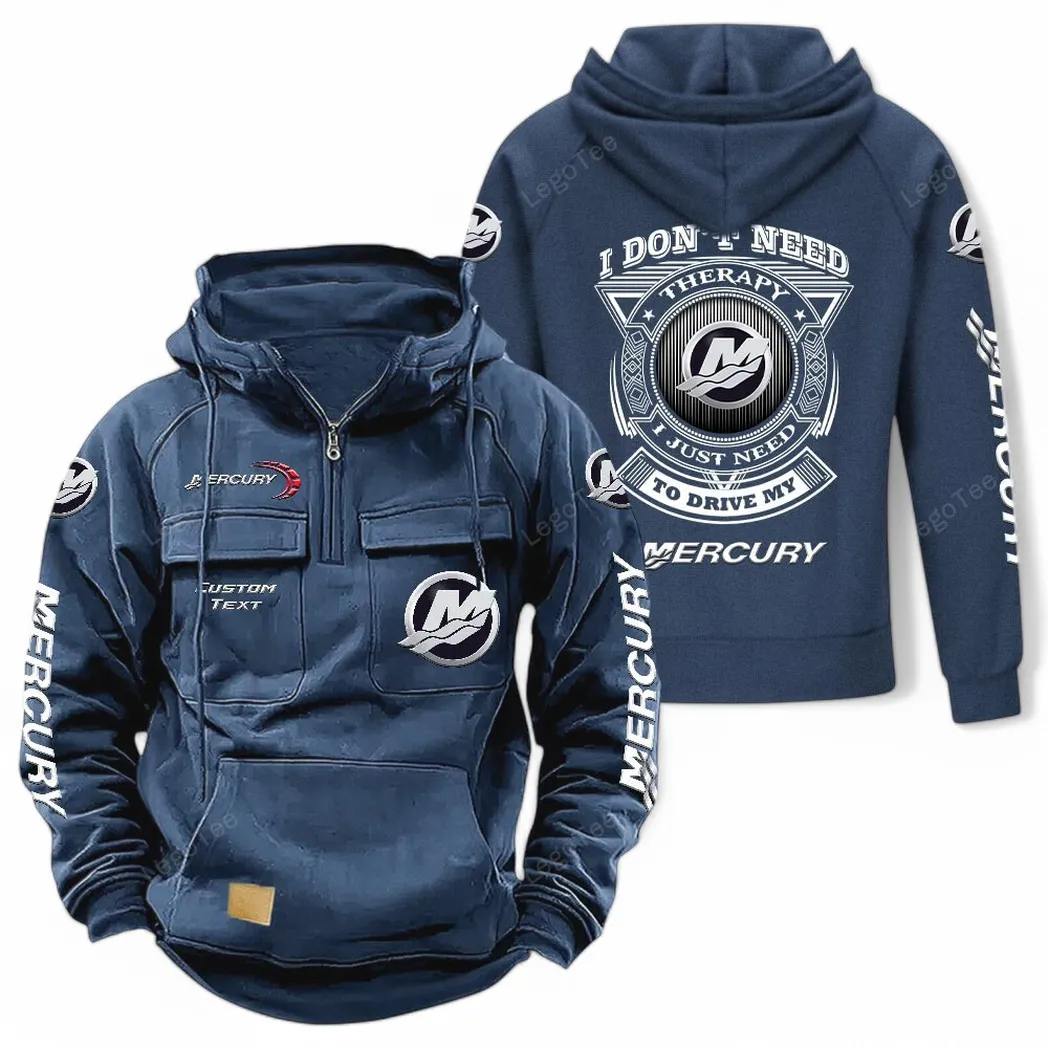 Mercury Marine Tactical Quarter Zip Hoodie CAR106021525064, Gifts For Men, Him, Husband, Boyfriend - Dark Blue