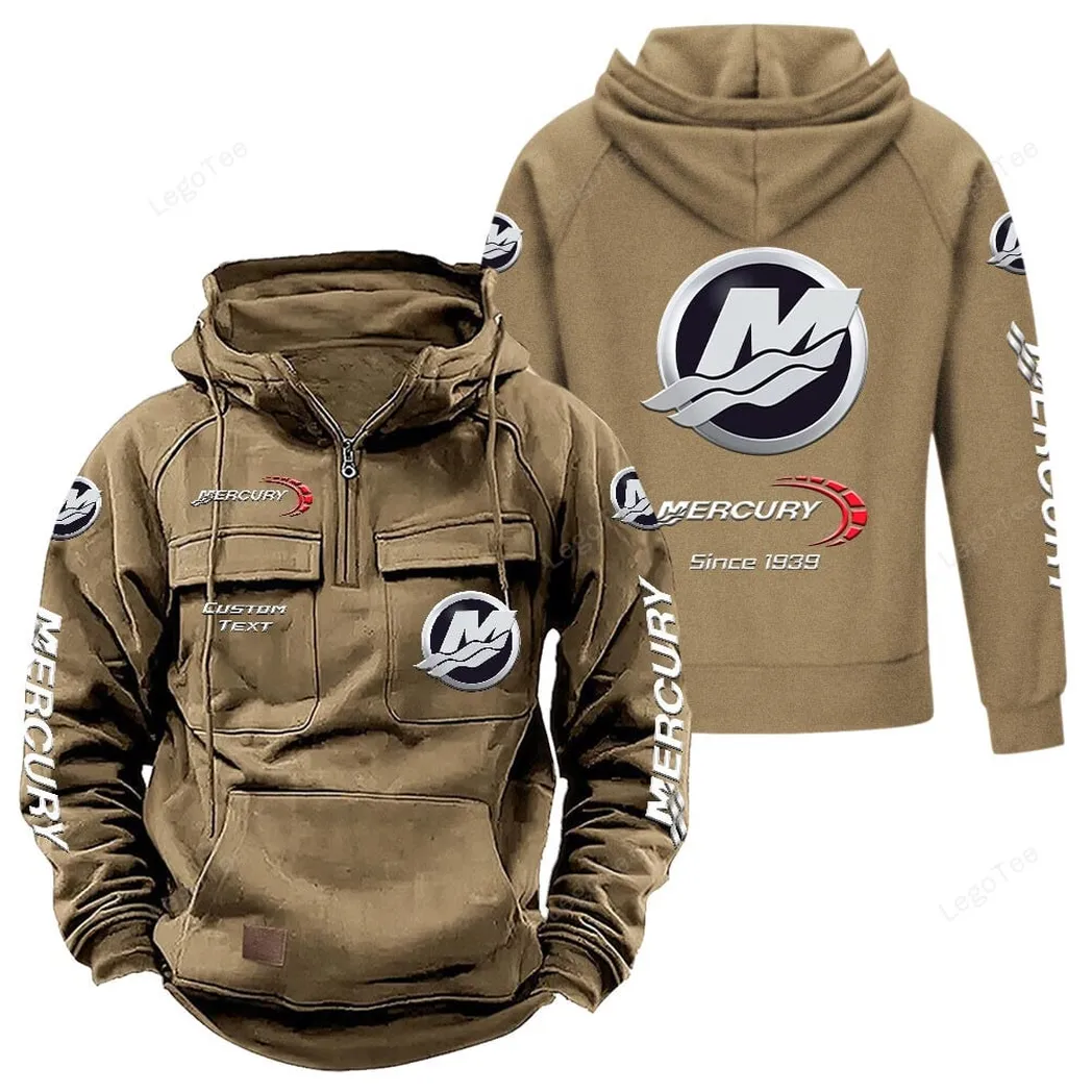 Mercury Marine Tactical Quarter Zip Hoodie, Gift For Mercury Marine Lovers, Gift For Him, Husband, Boyfriend - Khaki CAR96021425694-4