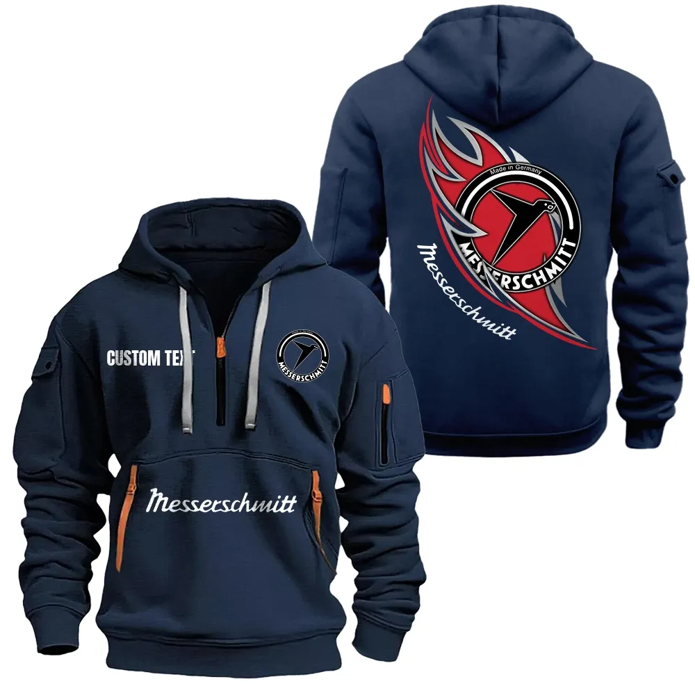 Messerschmitt Hoodie Half Zipper CAR1701112133, CAR All Over Print Hoodie Half Zipper - Navy