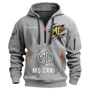MG Cars Half Zip Hoodie CAR113021425790, Best Gift for Him, Husband, Boyfriend - Gray