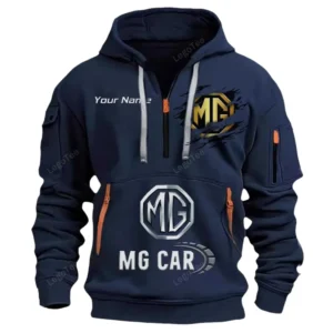MG Cars Half Zip Hoodie CAR113021425790, Best Gift for Him, Husband, Boyfriend - Navy