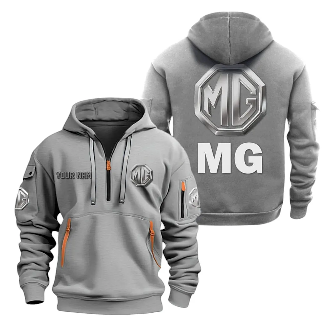 MG Cars Half Zip Hoodie For Men, Gift For MG Cars Lovers CAR20022125688 - Gray