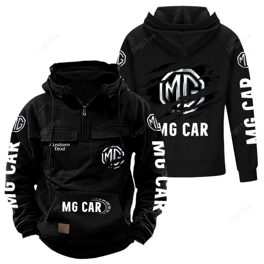 MG Cars Tactical Quarter Zip Hoodie, Gift For MG Cars Lovers, Gift For Him, Husband, Boyfriend - Black CAR122021425028-2