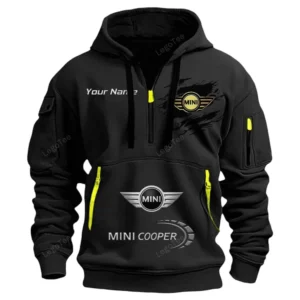 Mini Cooper Half Zip Hoodie CAR113021425787, Best Gift for Him, Husband, Boyfriend - Black