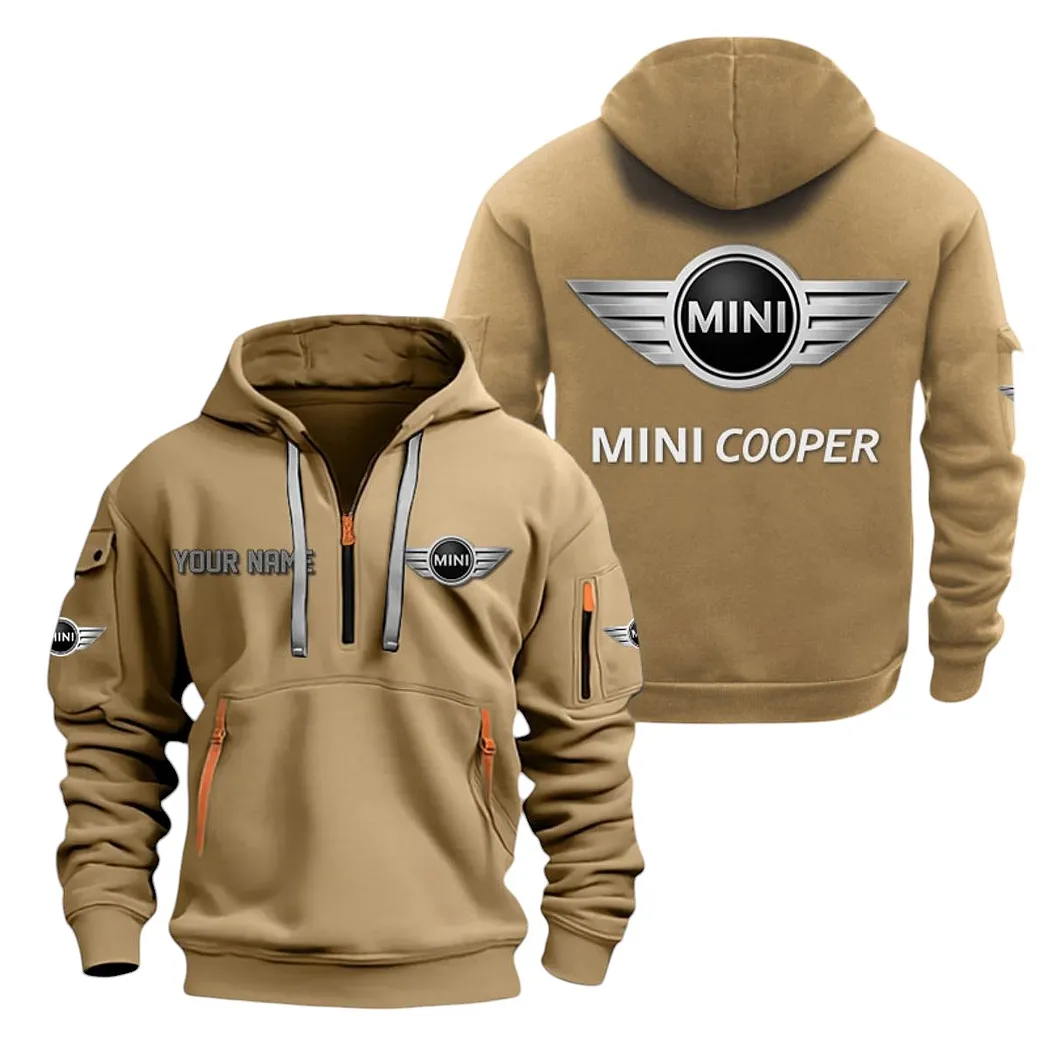 mini cooper half zip hoodie for men gift for mini cooper lovers car20022125703 khaki dzyth