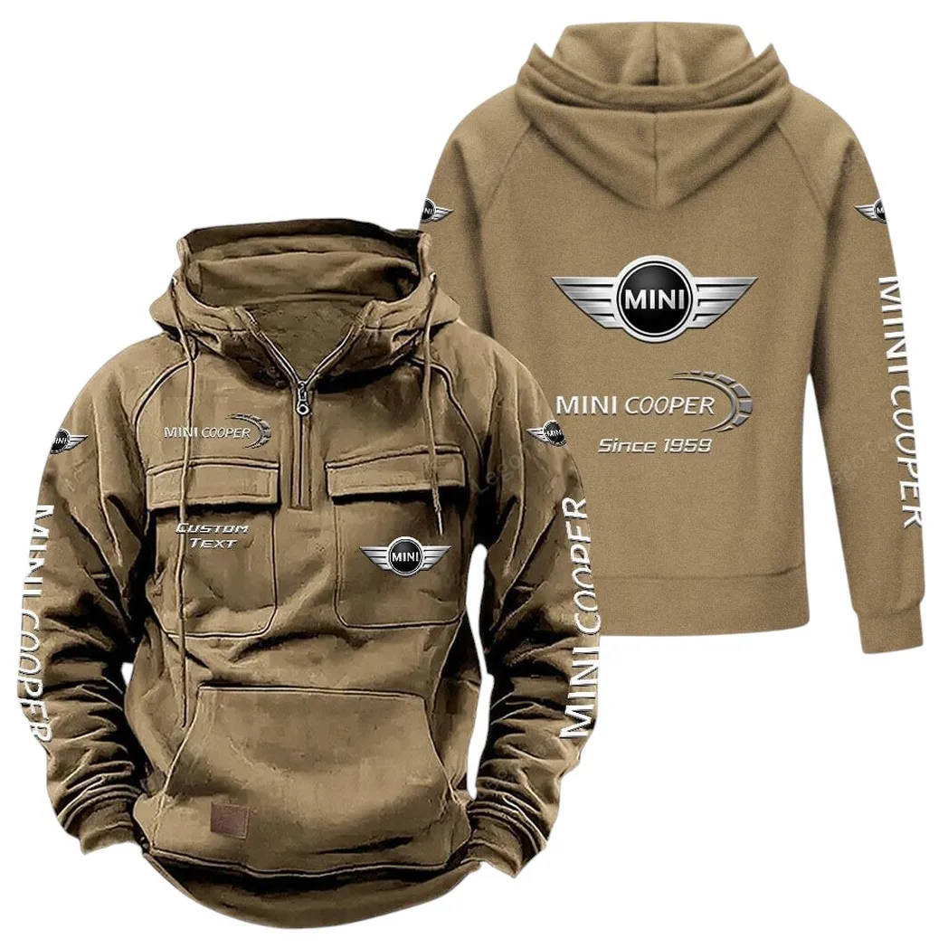 mini cooper tactical quarter zip hoodie gift for mini cooper lovers gift for him husband boyfriend khaki car96021425703 4 w4ycj