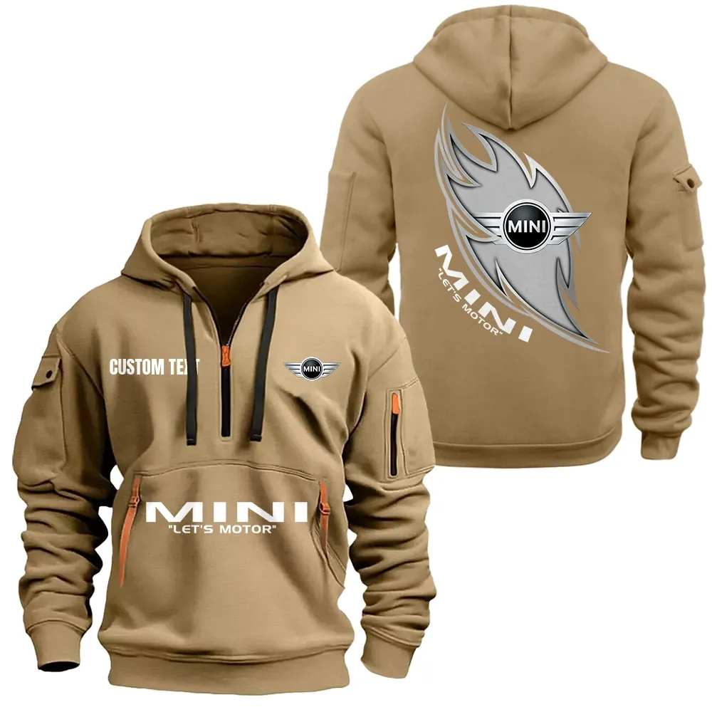 Mini Hoodie Half Zipper CAR1701112135, CAR All Over Print Hoodie Half Zipper - Khaki