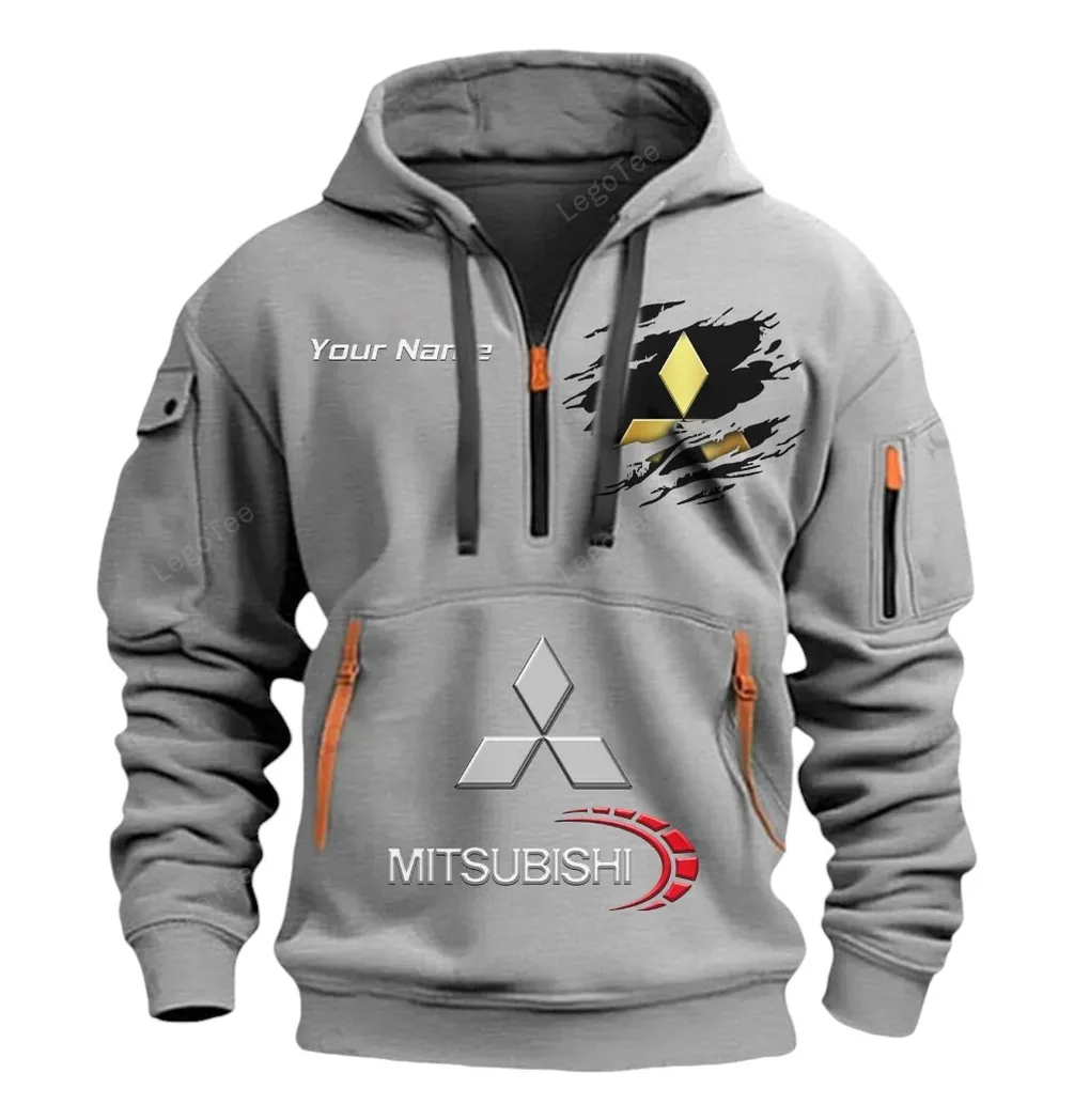 mitsubishi half zip hoodie car113021425797 best gift for him husband boyfriend gray s0w8b
