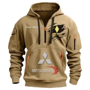 mitsubishi half zip hoodie car113021425797 best gift for him husband boyfriend khaki 4q0rk