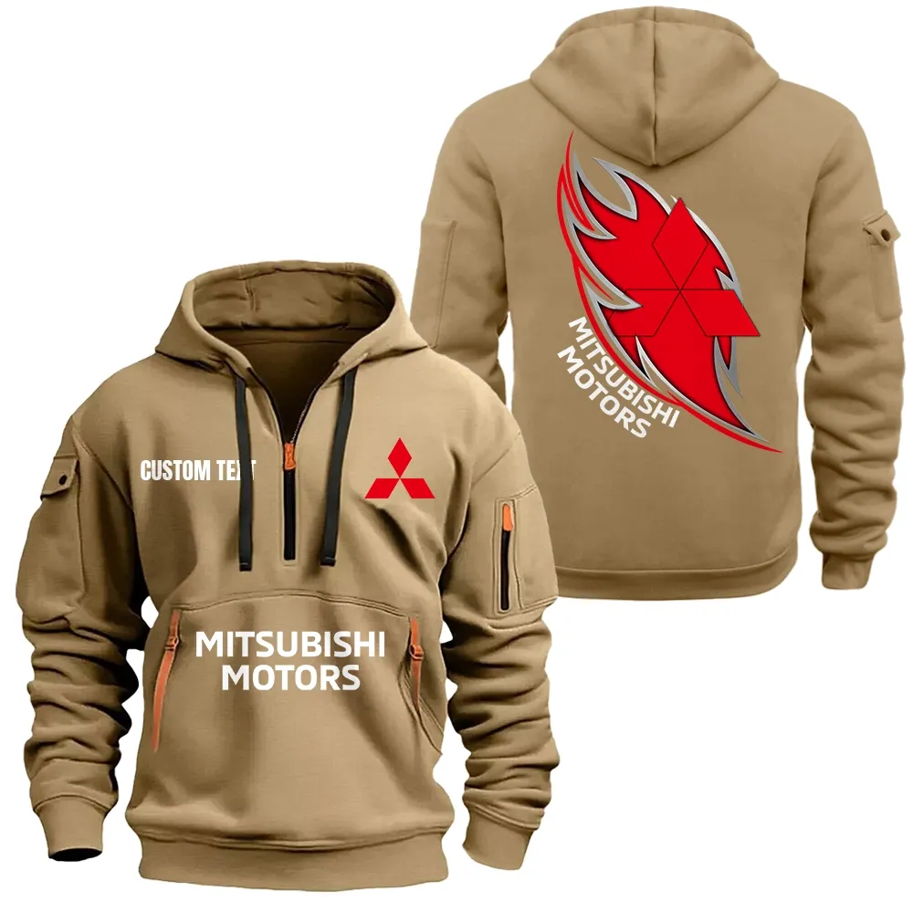 Mitsubishi Hoodie Half Zipper CAR1701112136, CAR All Over Print Hoodie Half Zipper - Khaki