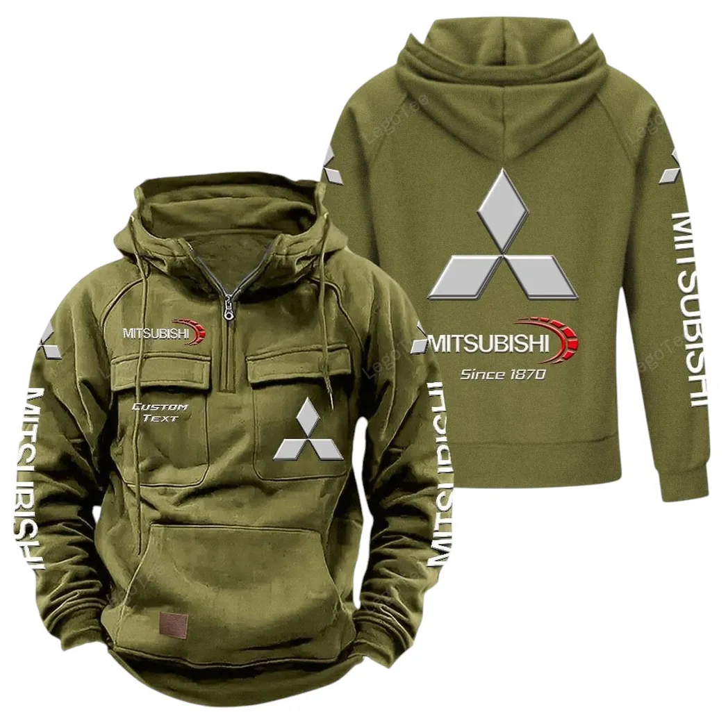 Mitsubishi Tactical Quarter Zip Hoodie, Gift For Mitsubishi Lovers, Gift For Him, Husband, Boyfriend - Army Green CAR96021425690-1