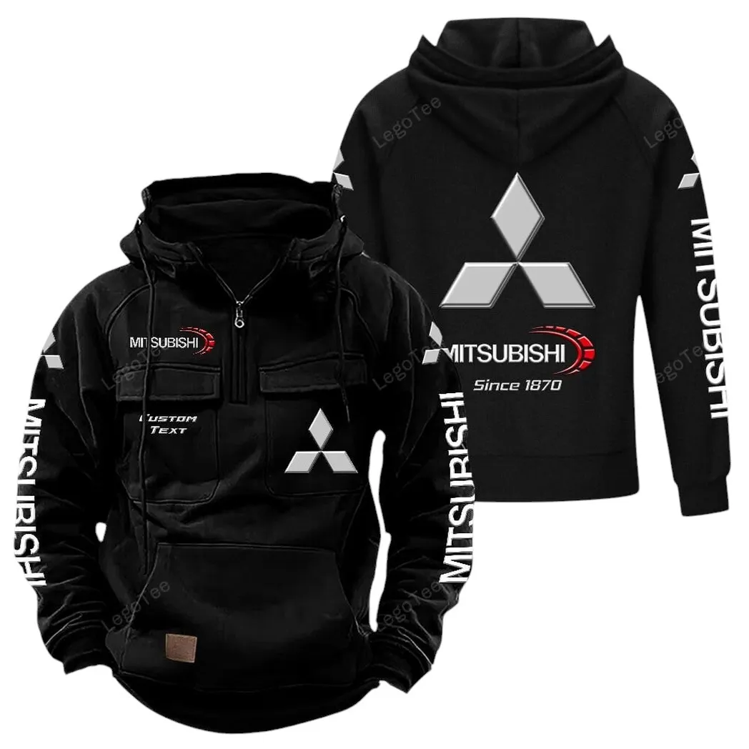 mitsubishi tactical quarter zip hoodie gift for mitsubishi lovers gift for him husband boyfriend black car96021425690 2 lgg5u