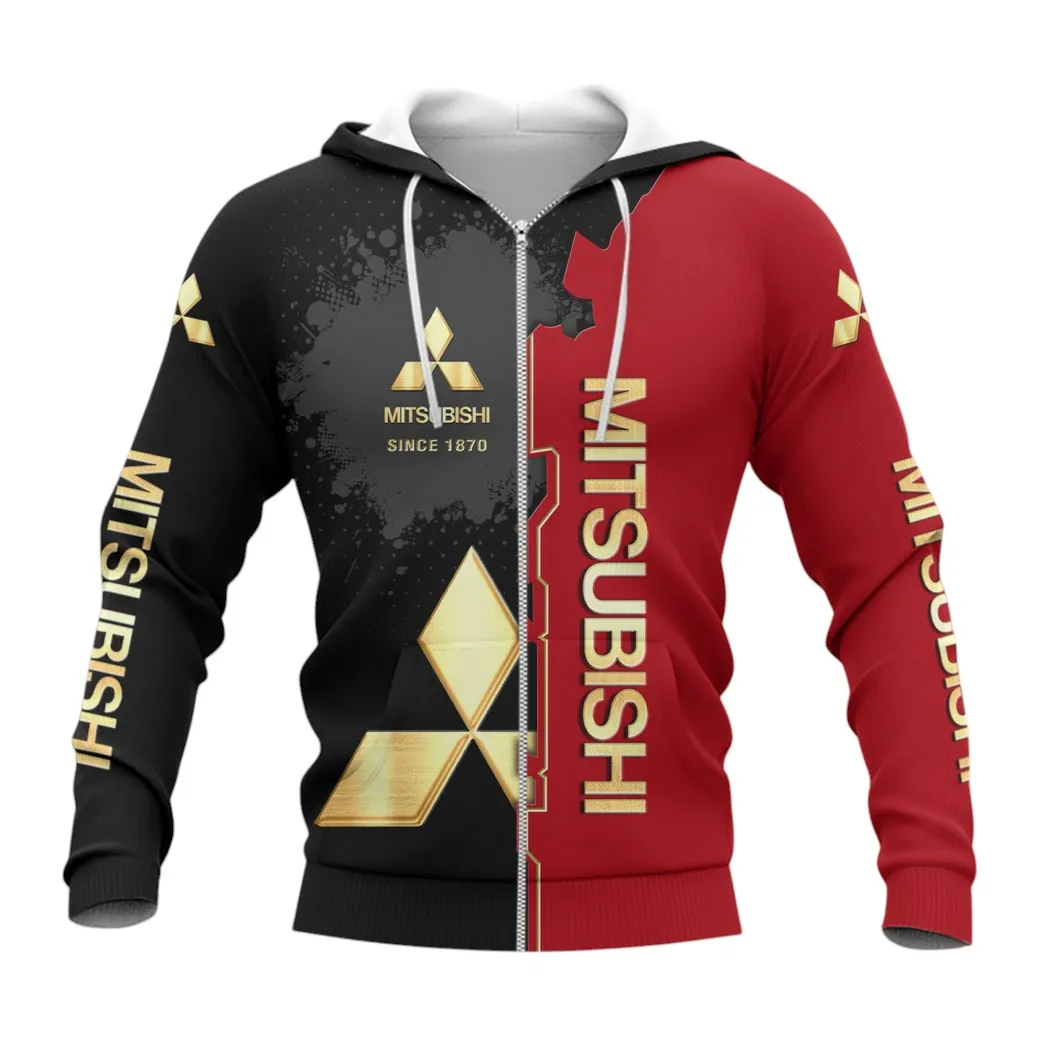 Mitsubishi Zipper Hoodie, Gift For Mitsubishi Lovers, Gift For Him, Husband, Boyfriend CAR44021725065-3