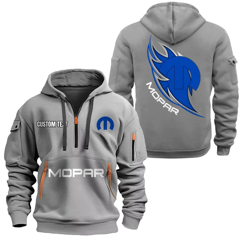 Mopar Hoodie Half Zipper CAR1701112138, CAR All Over Print Hoodie Half Zipper - Gray
