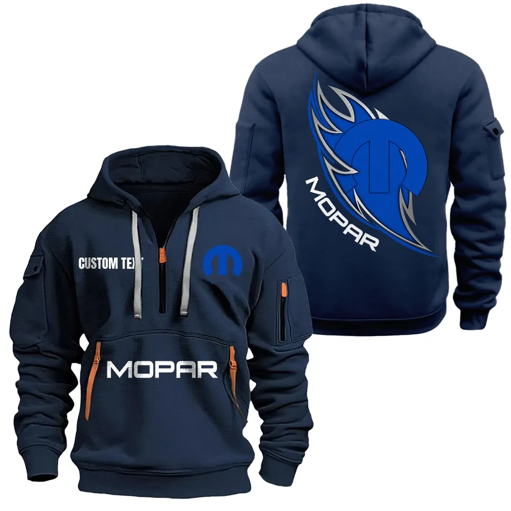 Mopar Hoodie Half Zipper CAR1701112138, CAR All Over Print Hoodie Half Zipper - Navy