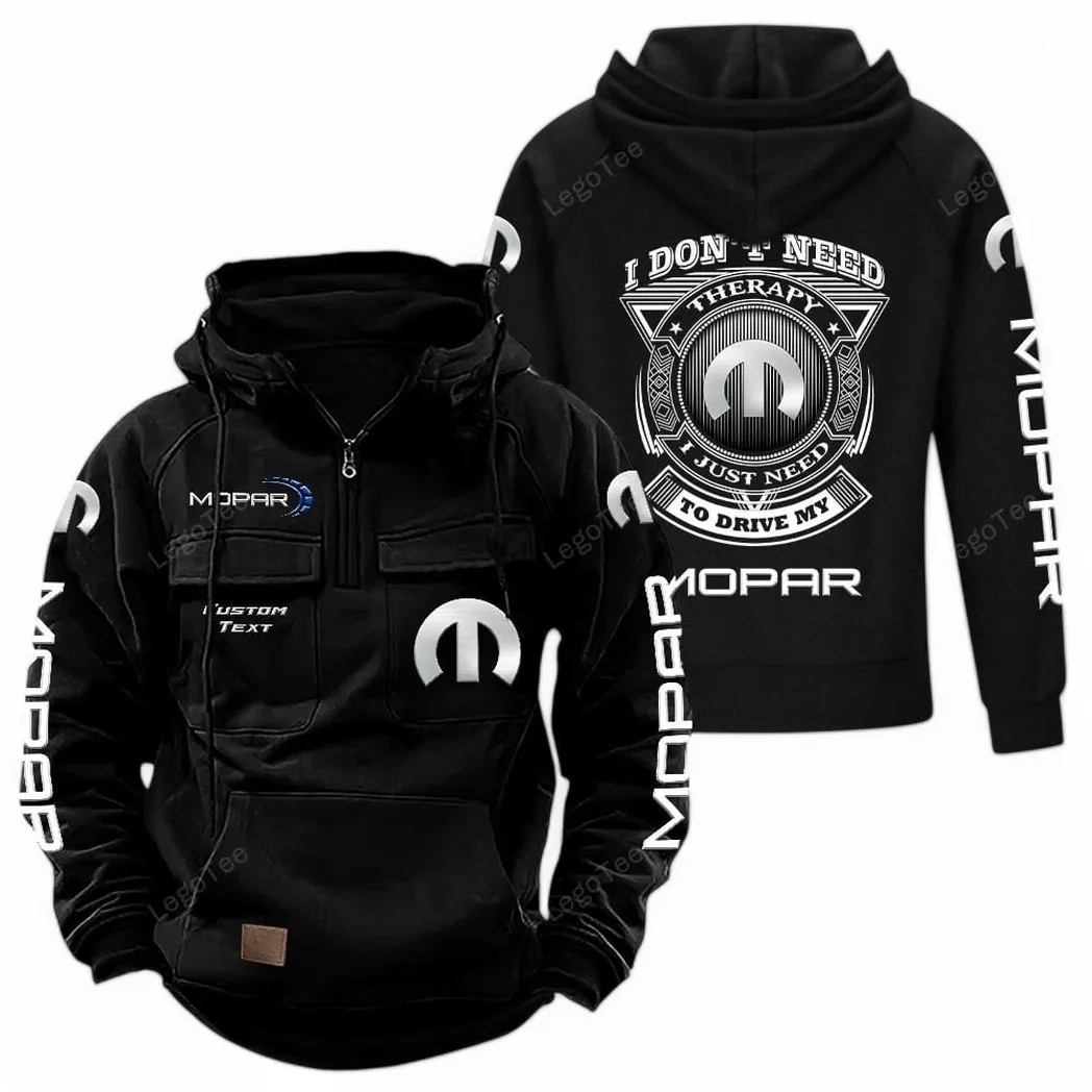 Mopar Tactical Quarter Zip Hoodie CAR106021525061, Gifts For Men, Him, Husband, Boyfriend - Black