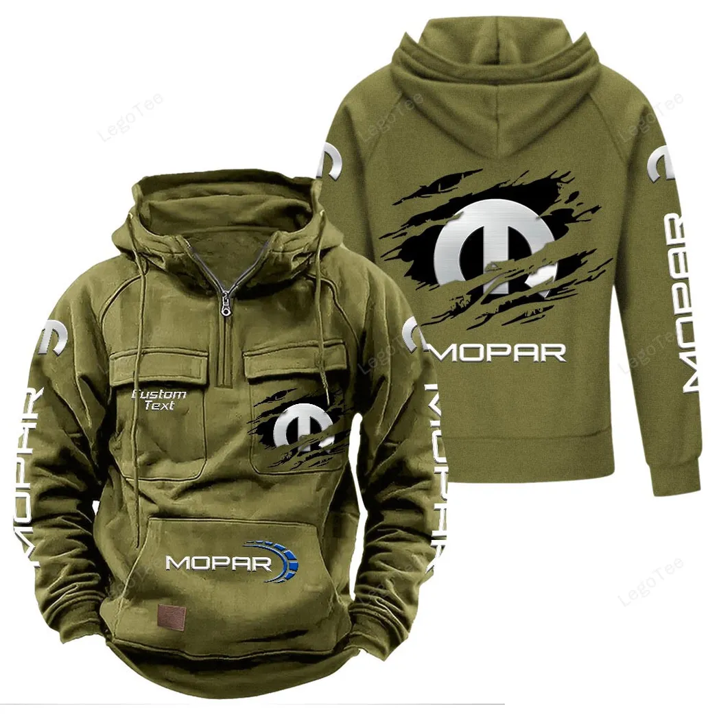 Mopar Tactical Quarter Zip Hoodie, Gift For Mopar Lovers, Gift For Him, Husband, Boyfriend - Army Green CAR122021425050-1