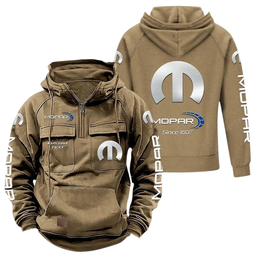 Mopar Tactical Quarter Zip Hoodie, Gift For Mopar Lovers, Gift For Him, Husband, Boyfriend - Khaki CAR96021425704-4