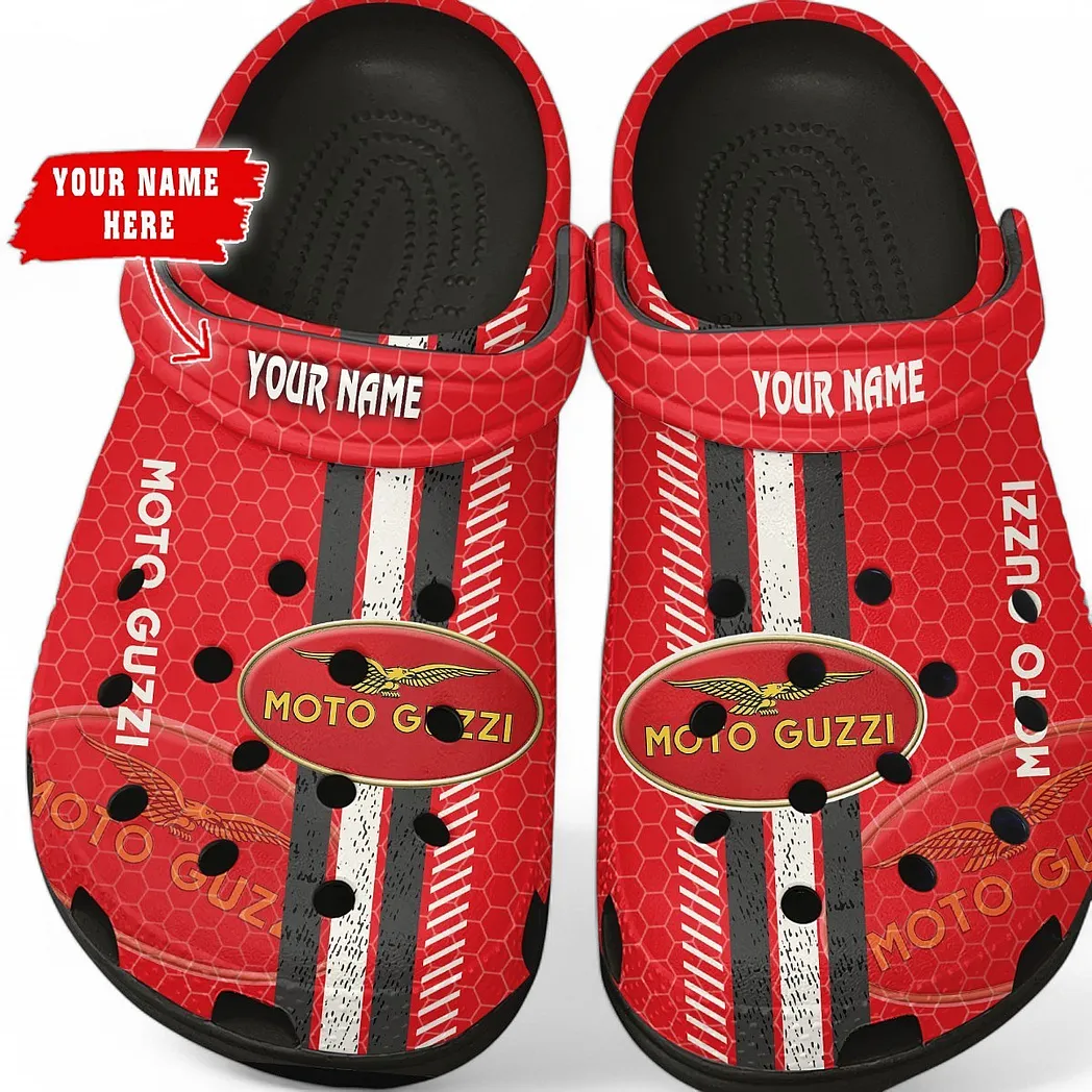 Moto Guzzi Crocs Shoes Gift For Moto Guzzi Lovers, Birthday Gift For Husband, Boyfriend CAR82022025634 - Black