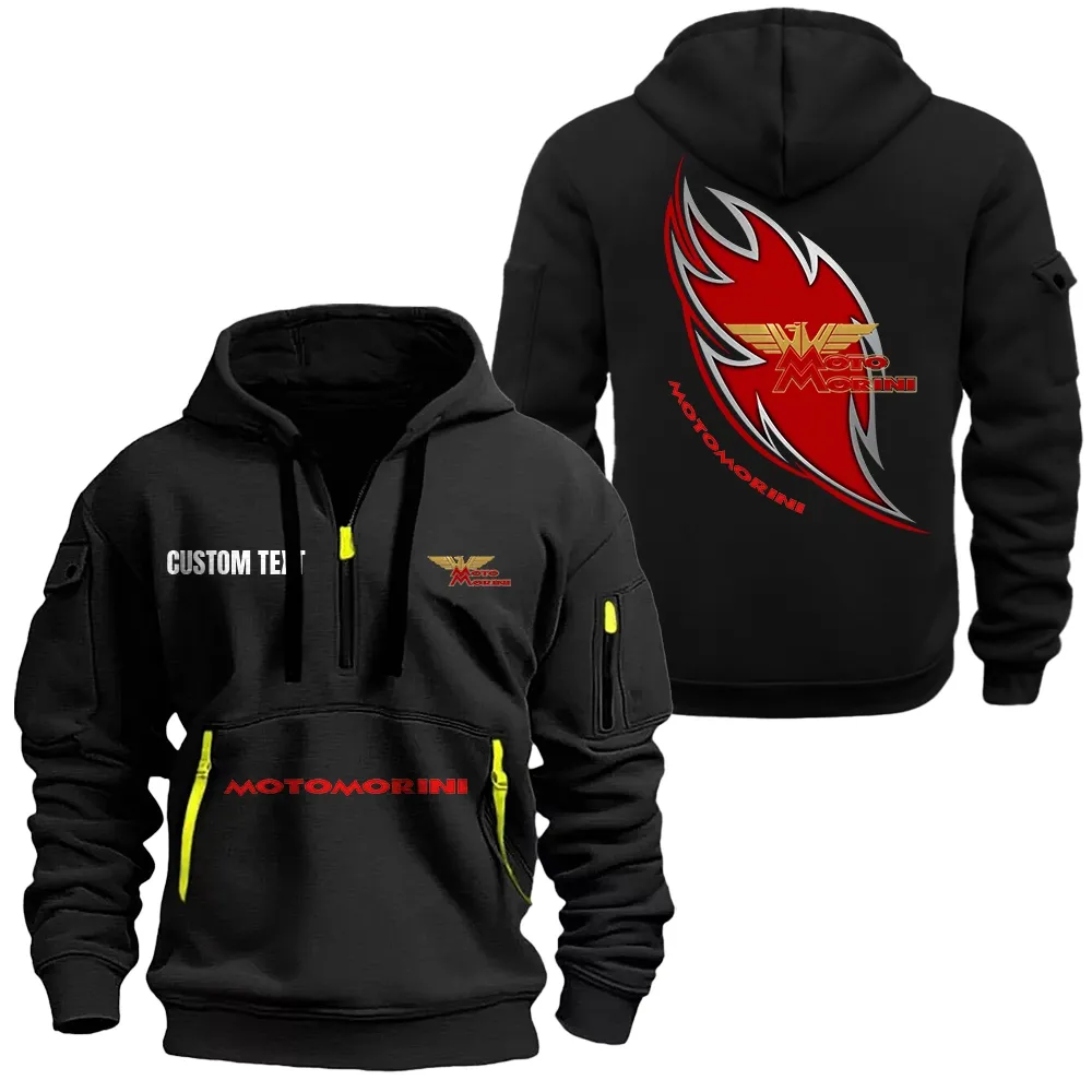 Moto Morini Hoodie Half Zipper CAR1701112140, CAR All Over Print Hoodie Half Zipper - Black