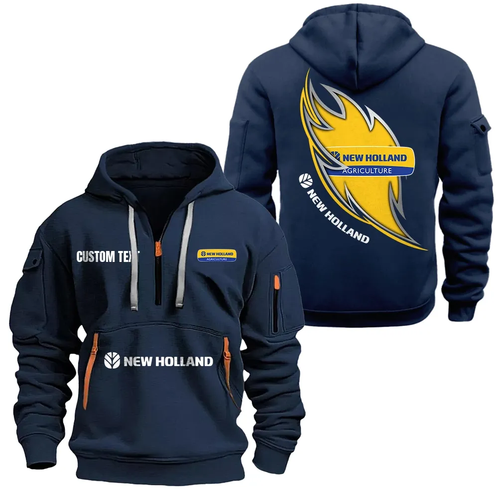 New Holland Agriculture Hoodie Half Zipper CAR1701112144, CAR All Over Print Hoodie Half Zipper - Navy