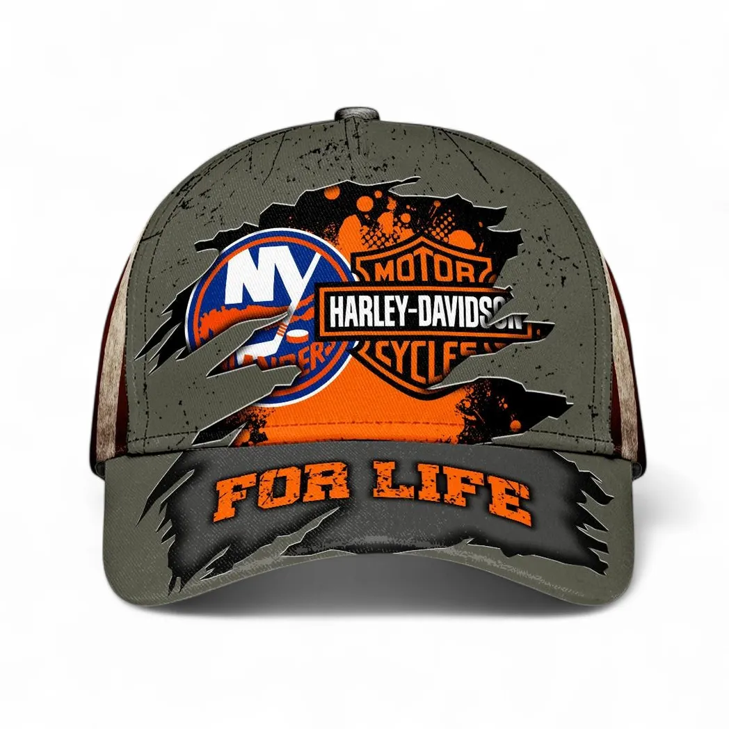 New York Islanders X Harley Davidson Classic Cap, All Over Print Classic Cap New York Islanders X Harley Davidson CAR37604182503