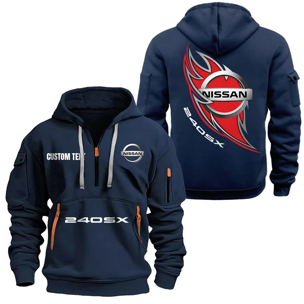 nissan 240sx Hoodie Half Zipper CAR1701112145, CAR All Over Print Hoodie Half Zipper - Navy