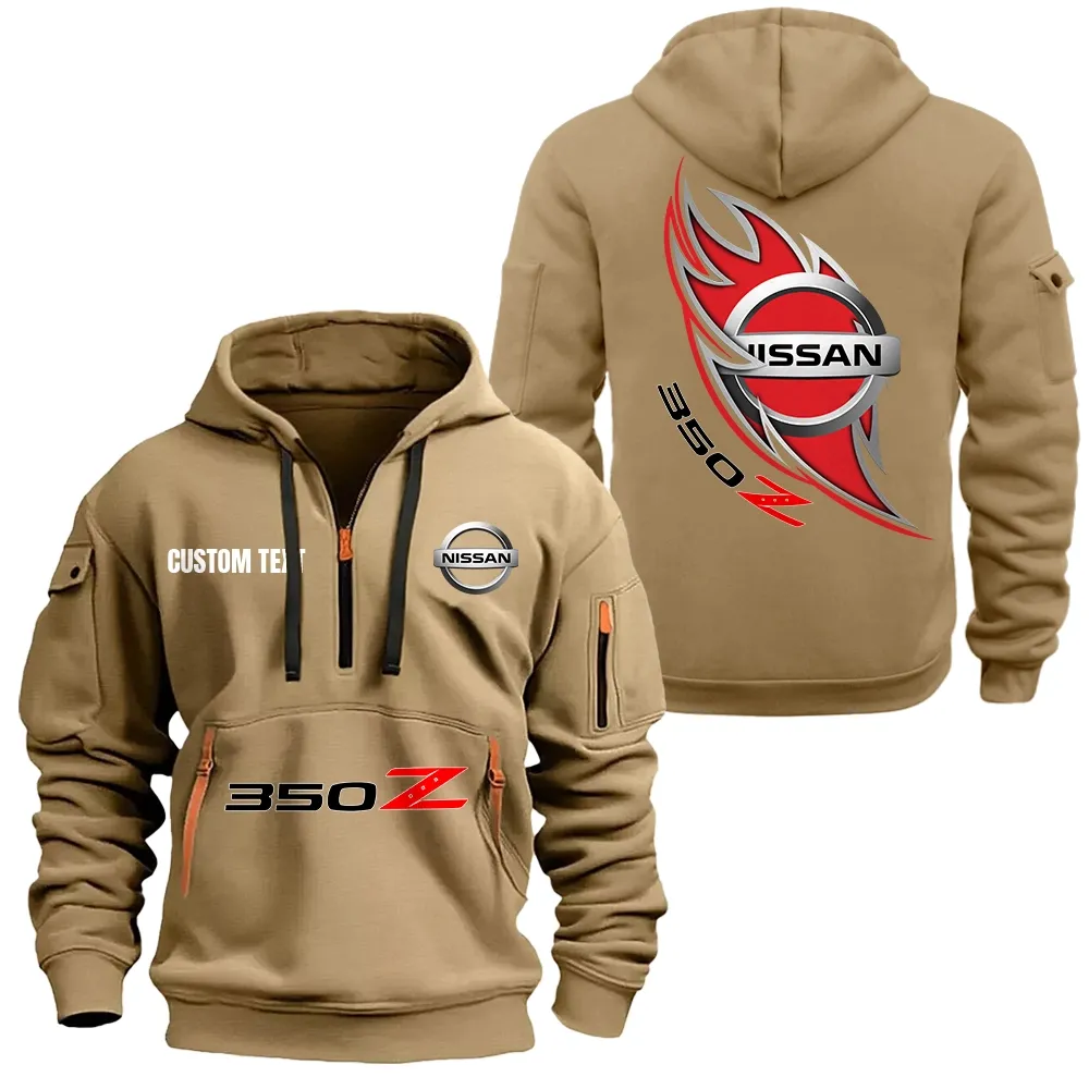 nissan 350z hoodie half zipper car1701112147 car all over print hoodie half zipper khaki rkqnp